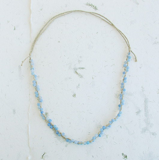 naszyjniki - inne Niebieski agat Naszyjnik bez metalu