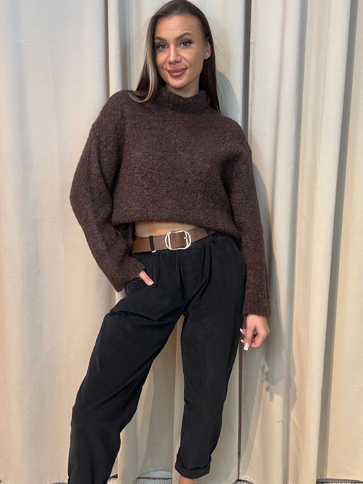 swetry damskie  Wełniany golf Cioccolato