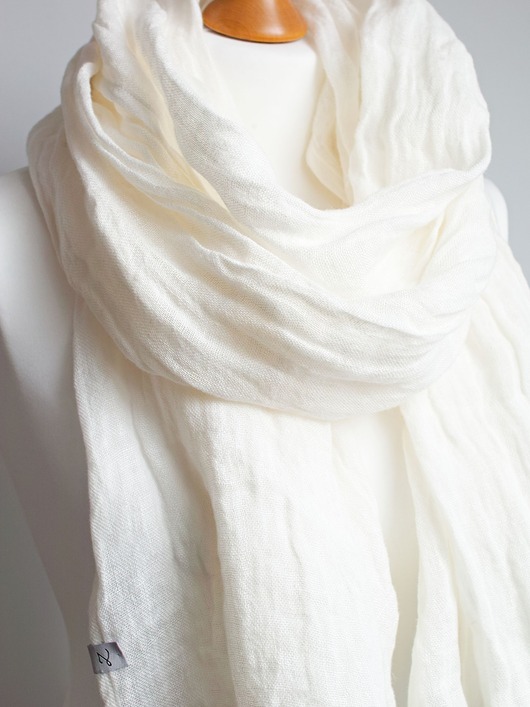szale damskie Szal lniany damski, lekki szal damski OFF white