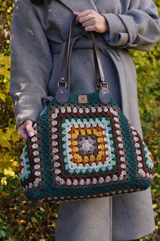 torby na ramię Duża torebka na szydełku granny square