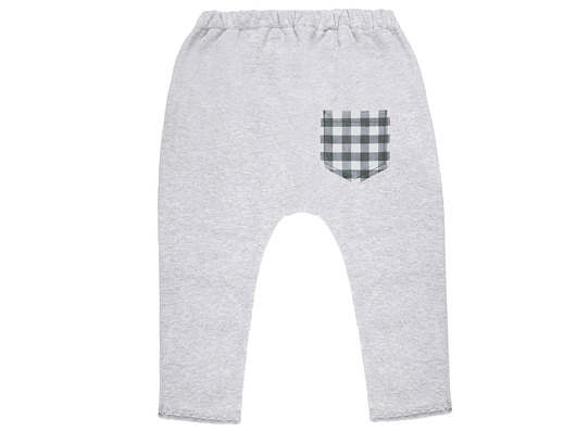 Spodnie baggy z kieszonkąkratka vichy  grey  nonino
