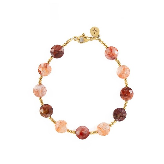 bransoletki z kamieni naturalnych Bransoletka z bordowych kamieni miłości II - Wersja Pozłacana