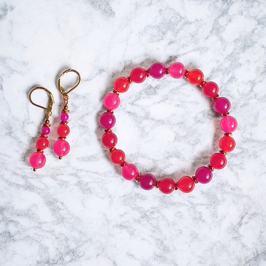 komplet biżuterii RAZEM TANIEJ! summer energy : bransoletka i kolczyki : jadeit IV