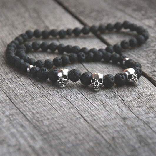 biżuteria męska Naszyjnik MĘSKI :: black LAVA & skulls II