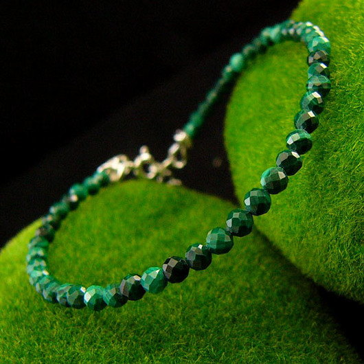 bransoletki z kamieni naturalnych Bransoleta - Malachit Srebro
