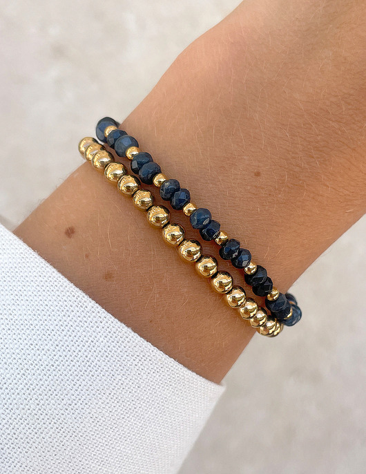 bransoletki z kamieni naturalnych Bransoletki na gumce - jadeit granatowy z hematytem