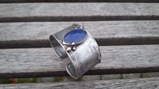 bransoletki wire wrapping Lapis lazuli - bransoletka regulowana