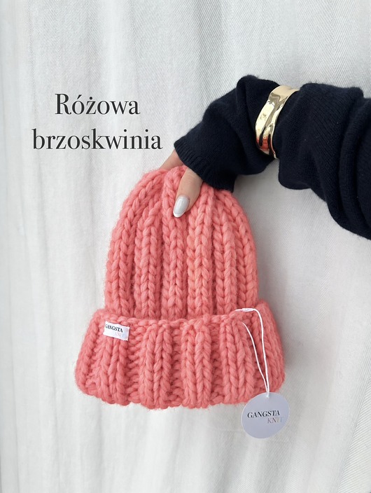 czapki damskie Czapka Nordic 100% wełna *różowa brzoskwinia*