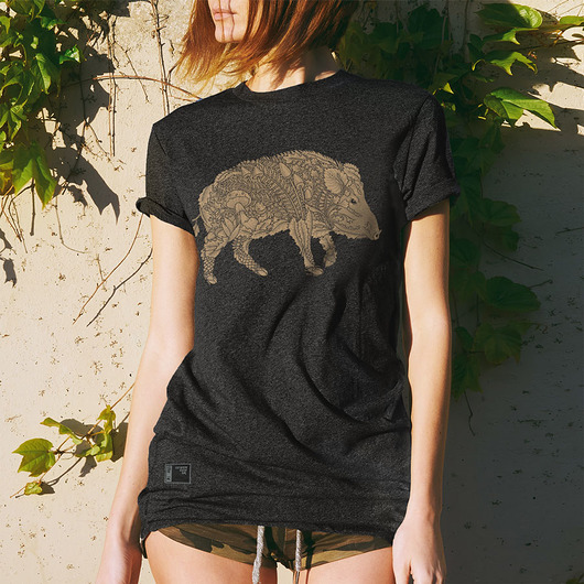 t-shirt damskie Koszulka damska DZIK grafitowa