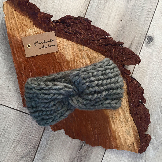 Opaska na głowę chunky green / handmade woolissocool