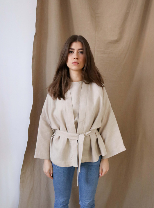 bluzki kimonowe damskie Kardigan kimono NATURAL