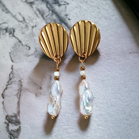 kolczyki z kamieniami Zjawiskowe kolczyki :: PERŁY & stal pozłacana