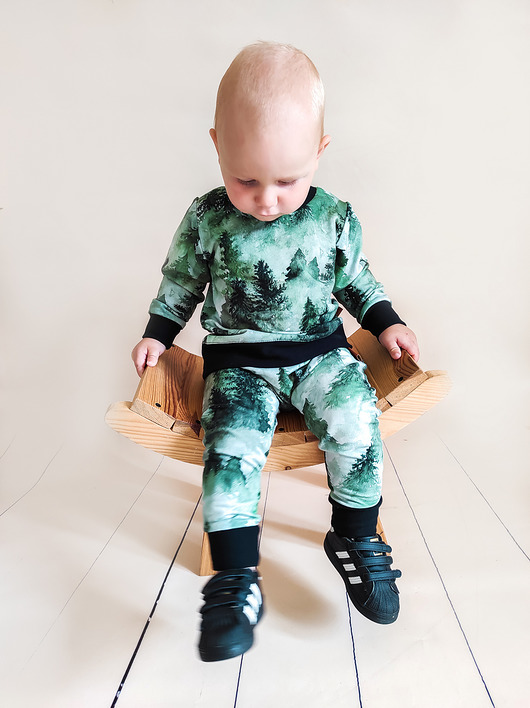 kombinezony dla niemowlaka Komplet dres bluza i baggy mglisty las