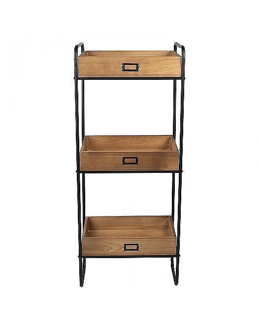 regały Regał Metalowy z Drewnianymi Półkami Stojak Metalowy 104 cm