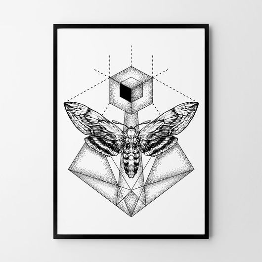 Nocny motyl geometria - plakat wydruk artystyczny HOG STUDIO