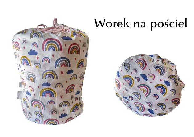 kocyki, kołderki, pościel dla dzieci Worek na pościel do przedszkola i żłobka. Duży bawełniany, ściągany