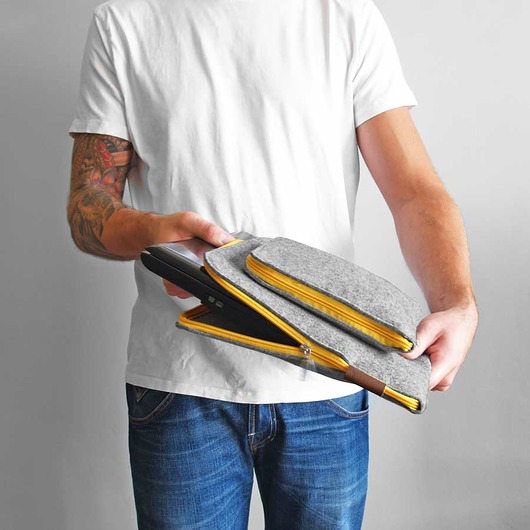 ETUI NA LAPTOPA I ZASILACZ 01 zolty zamek purol design