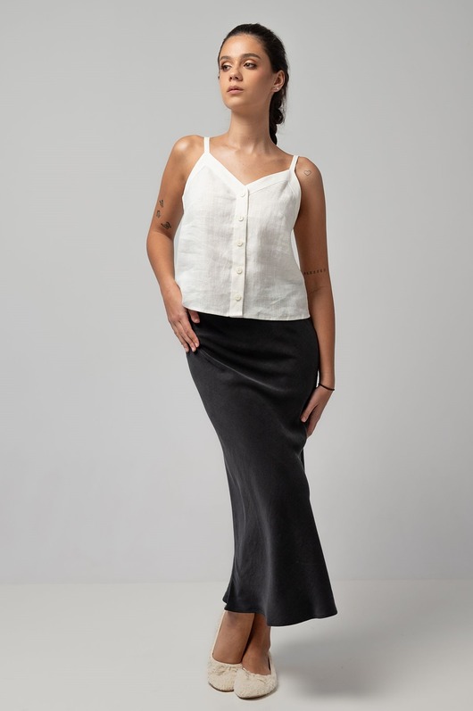 spódnice midi Czarna spódnica tulipan, DEEP BLACK
