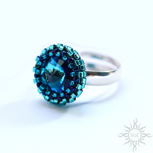 pierścionki srebrne Bermuda Blue, pierścionek z kryształem Swarovski