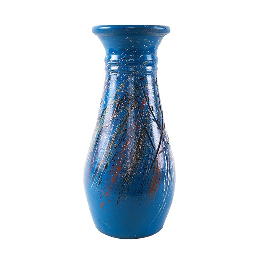 wazony Wazon ceramiczny niebieski, duński design, lata 70, produkcja: Dania
