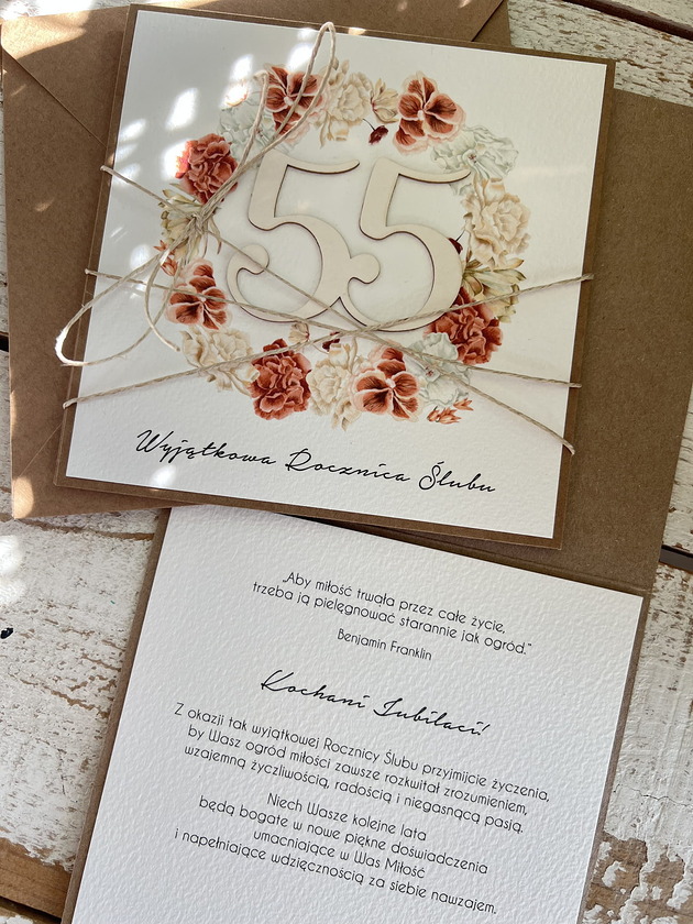 kartki scrapbooking Wyjątkowa kartka ręcznie robiona z okazji 55 rocznicy ślubu