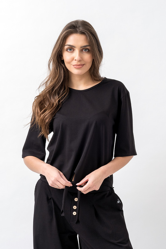 t-shirt damskie Bluzka wiązana "Anabell"  czarna