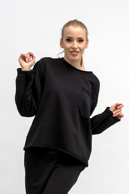 bluza bez kaptura damska BLUZA CROP ,,CINDI '' czarna