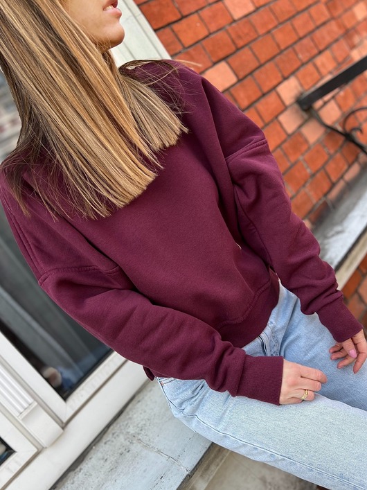 bluza bez kaptura damska Sempre Tu / burgundowa bluza bawełniana