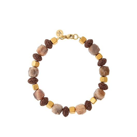 bransoletki z kamieni naturalnych Bransoletka Boho Chic - czekoladowy mix na zapięciu - Pozłacana