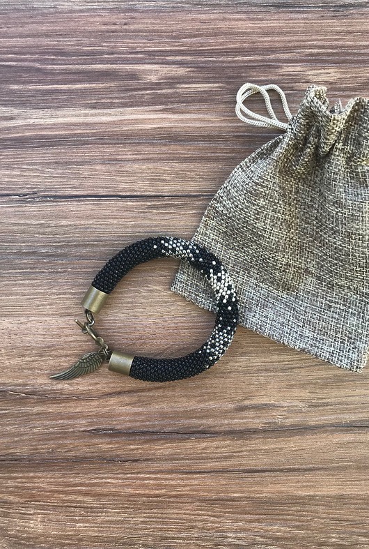 bransoletki ze szkła Bransoletka koralikowa Black Angel