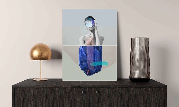 grafiki i ilustracje Plakat  Portret kobiety w kolorach ultramaryny