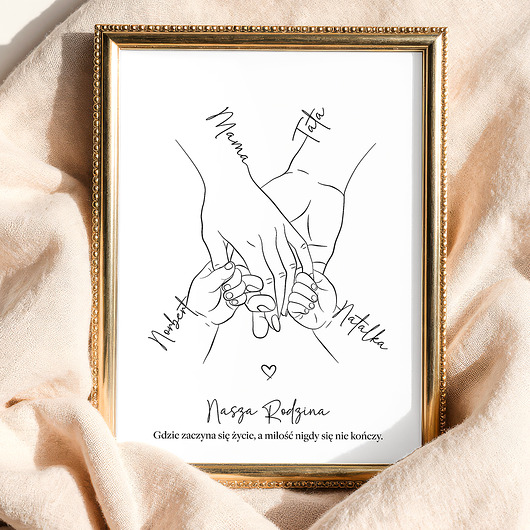 grafiki i ilustracje Plakat personalizowany Rodzina 4 osoby - 001