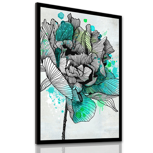 OBRAZ NA PŁÓTNIE - TURKUSOWA RÓŻA  - 50x70cm LUdesign gallery