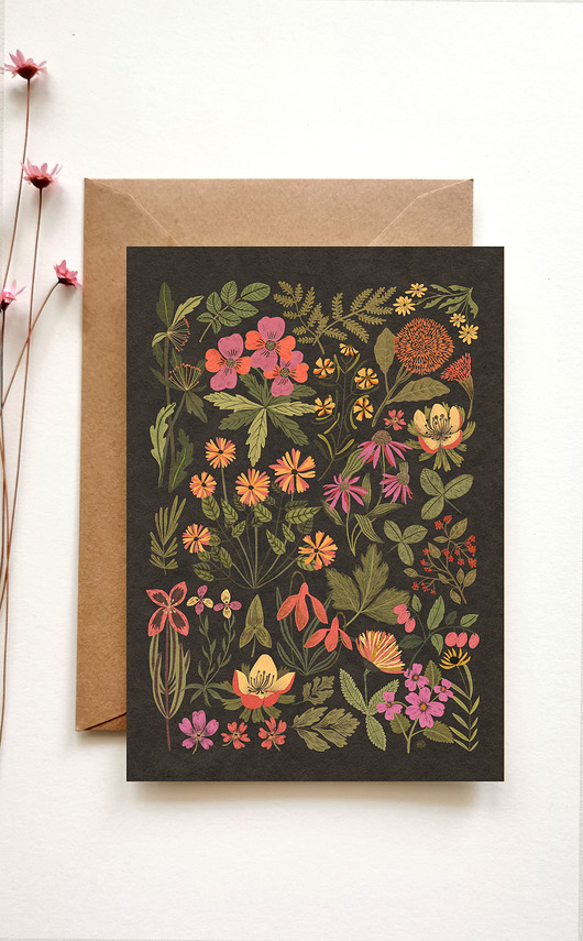 kartki okolicznościowe - wydruki Kartka dzikie kwiaty, kartka okolicznościowa, pocztówka