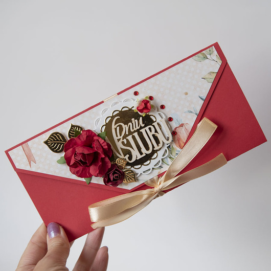 kartki scrapbooking Kartka ślubna folder na pieniądze kieszonka
