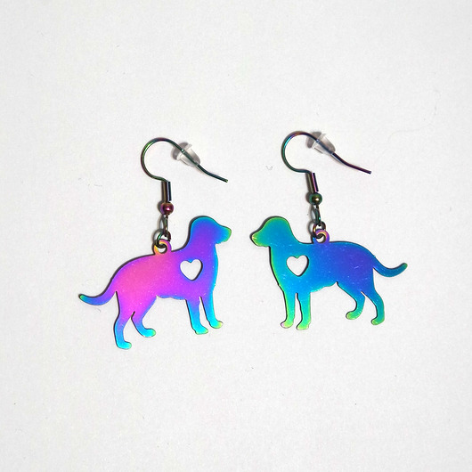 kolczyki - inne Kolekcja Starlight - kolczyki Pies, serce - stal