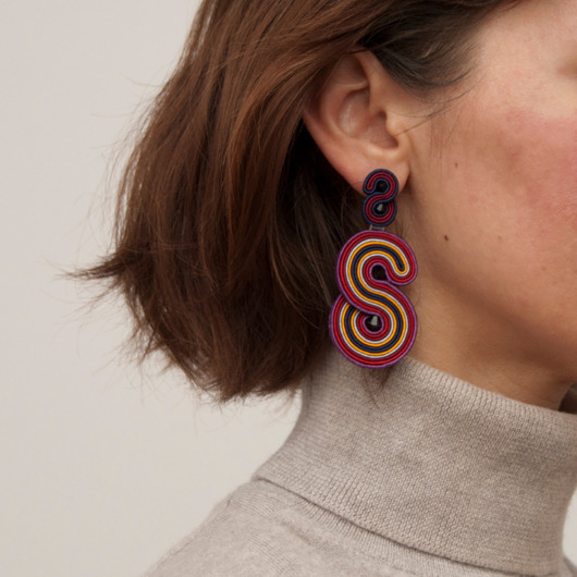 kolczyki soutache Duże nowoczesne kolczyki sutasz