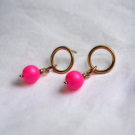 kolczyki swarovski Swarovski neon pearls : neon pink