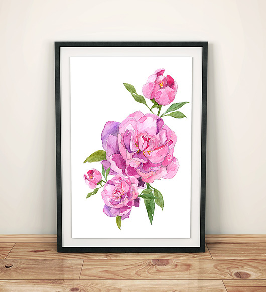 Plakat- ilustracja PIWONIA 30x40cm A3 Illunova