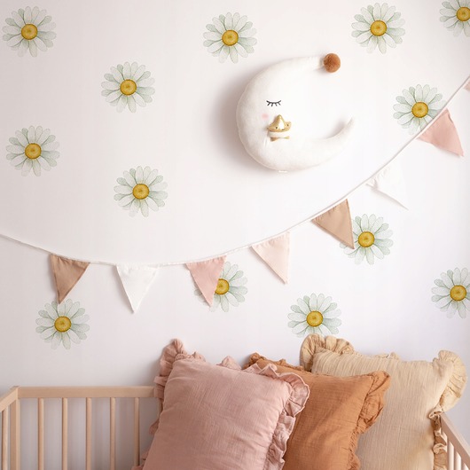 naklejki ścienne do pokoju dziecka Naklejki na ścianę dla dzieci STOKROTKI kwiatki kwiaty akwarela boho