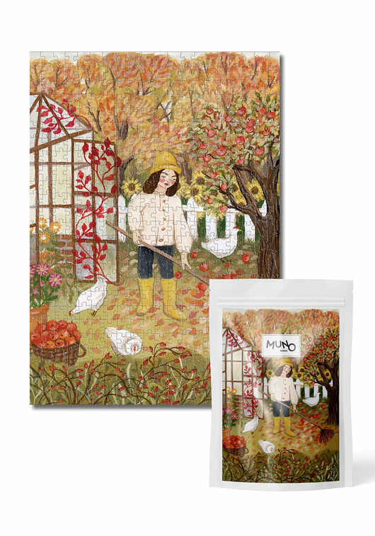 puzzle dla dzieci Puzzle 500 "Spadające Jabłka" by Asia Spettel w papierowym woreczku