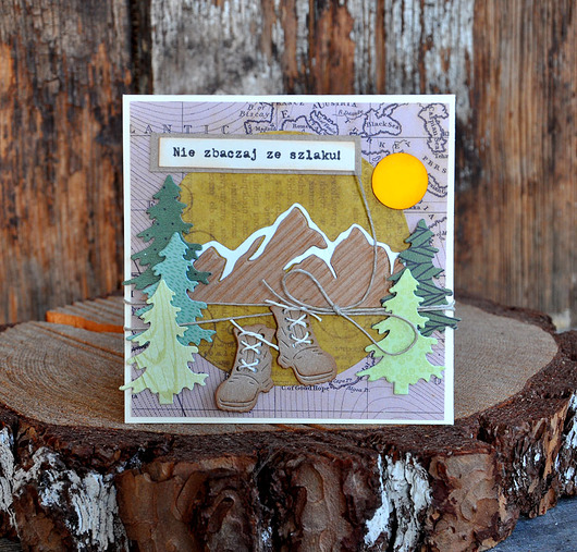 kartki scrapbooking Kartka z górami
