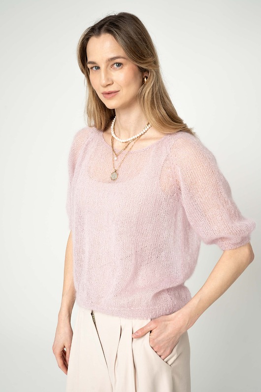 swetry damskie  Sweter jedwab puder