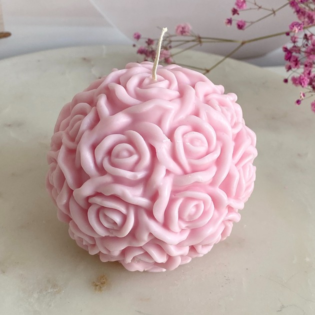 świeczniki i świece Świeca ekologiczna sojowa dekoracyjna "Rose Garden" 65x58mm różowa