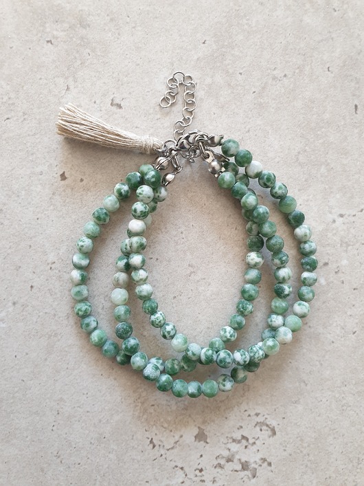 bransoletki z kamieni naturalnych Bransoletka TRIO z jaspisem zielonym