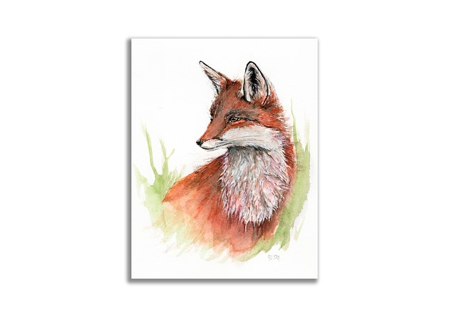 grafiki i ilustracje Obraz ręcznie malowany "Lisek"
