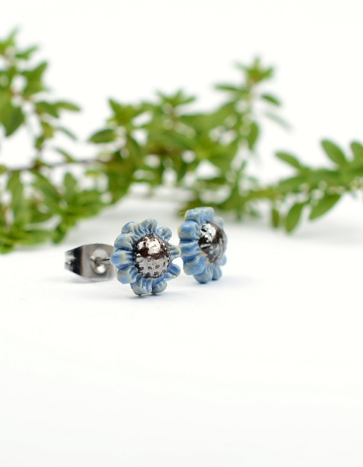 kolczyki ceramiczne Ceramiczne kwiaty- kolczyki sztyfty 3d