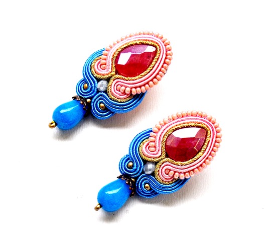 kolczyki soutache Sutaszowe kolczyki AGATY BLUE