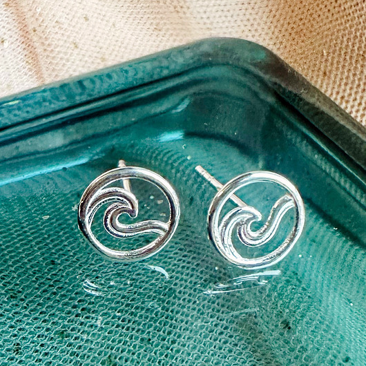 kolczyki srebrne Kolczyki fale, mini sztyfty fale