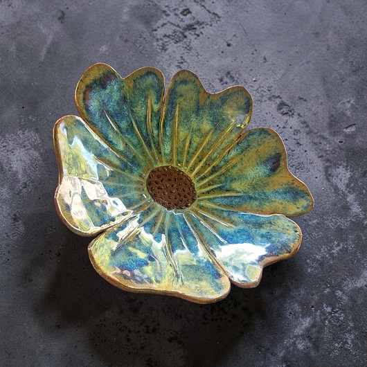 patery i talerze Ceramiczna patera  Złocisty Kwiat